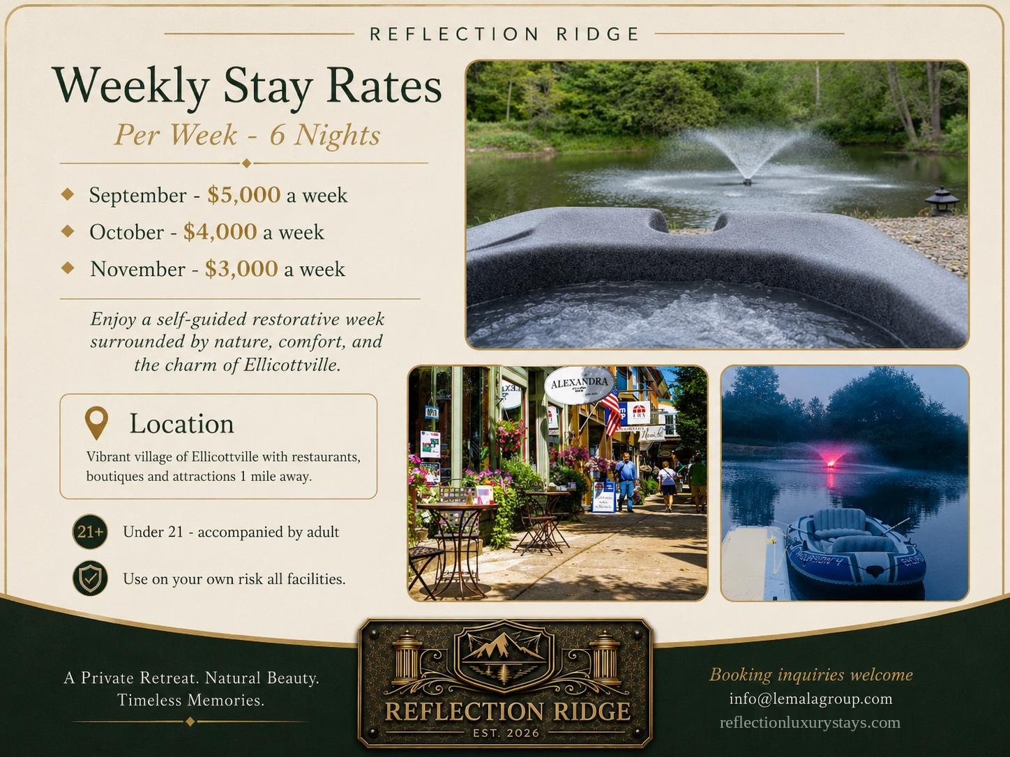 Reflection Ridge — weekly stay rates.